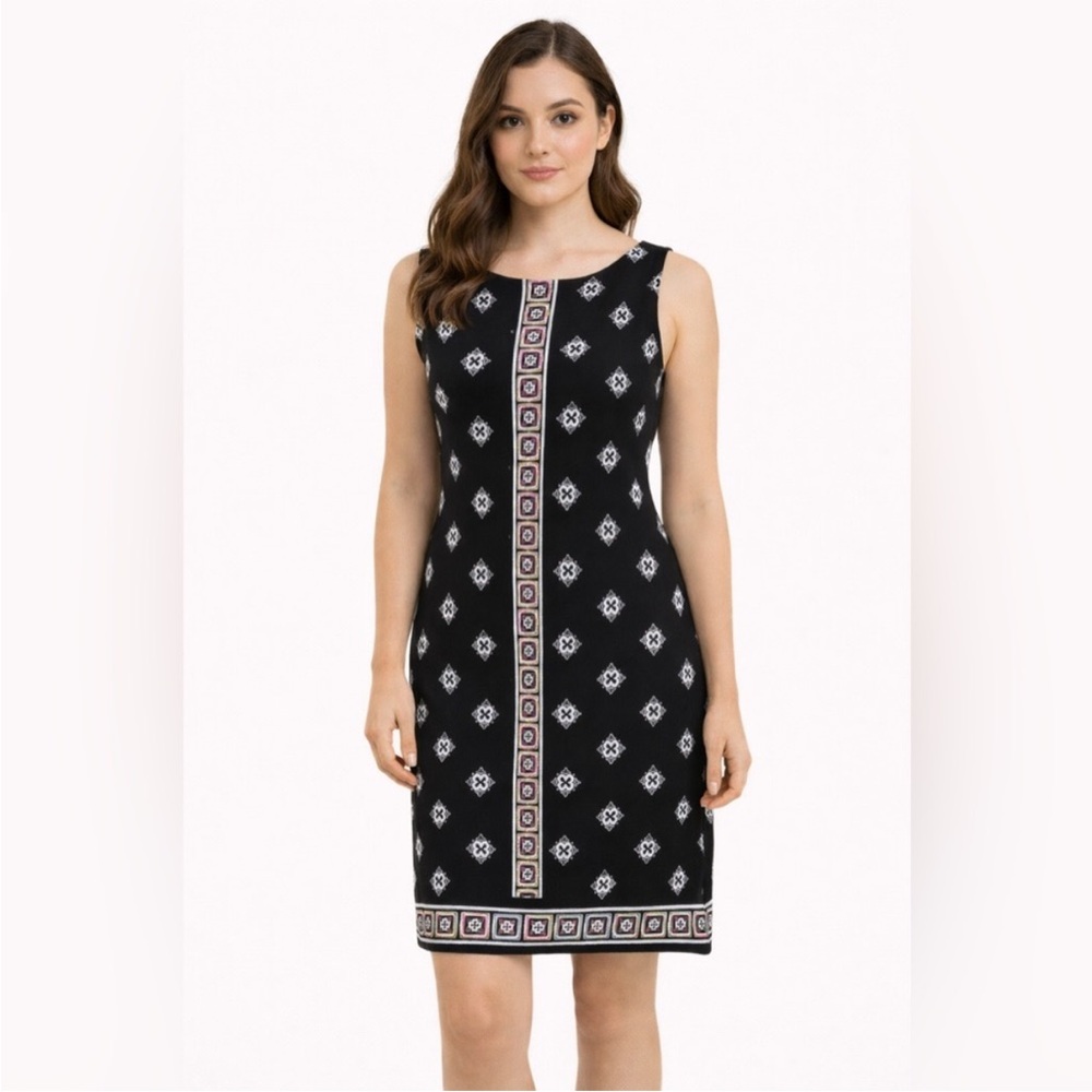 WHBM Geometric Print Sleeveless Midi Dress Work Girlboss Size XXS